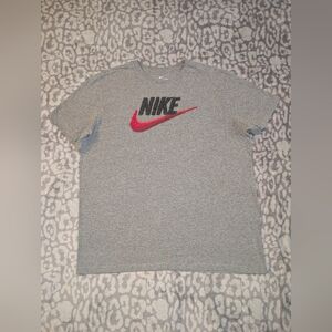Nike Heather Gray Tee with Red Swoosh